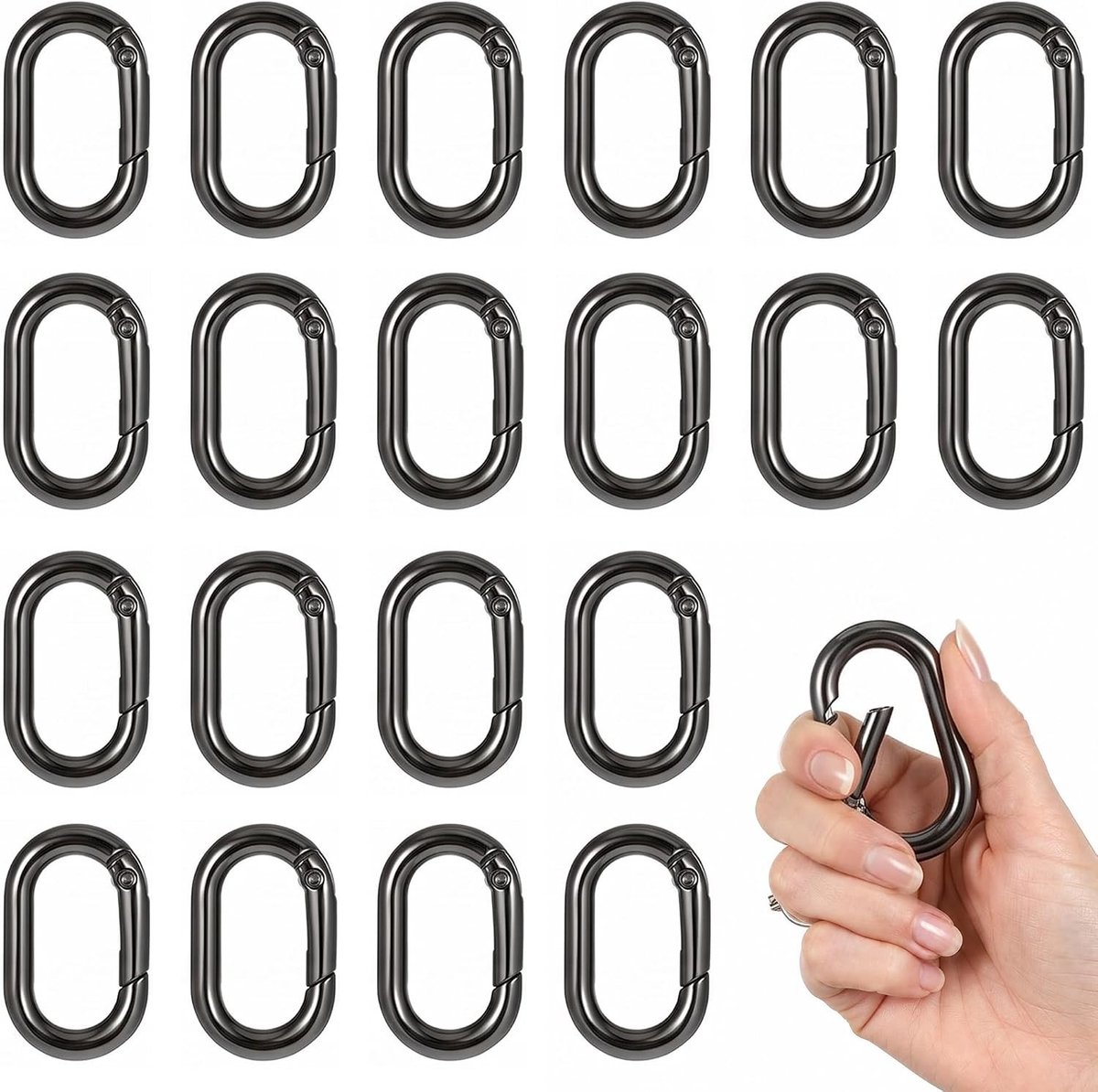 Kleine Ovalen Carabiners - 20 Stuks Met Veerring voor Tassen, Hondenlijnen en Outdoor Gebruik