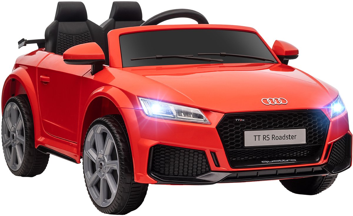 12 V 30 W elektrische kinderauto, maximale snelheid 3 km/u, kinderauto met afstandsbediening 2,4 G, elektrisch voertuig met LED-koplampen, veiligheidsgordel, claxon, muziek, rood
