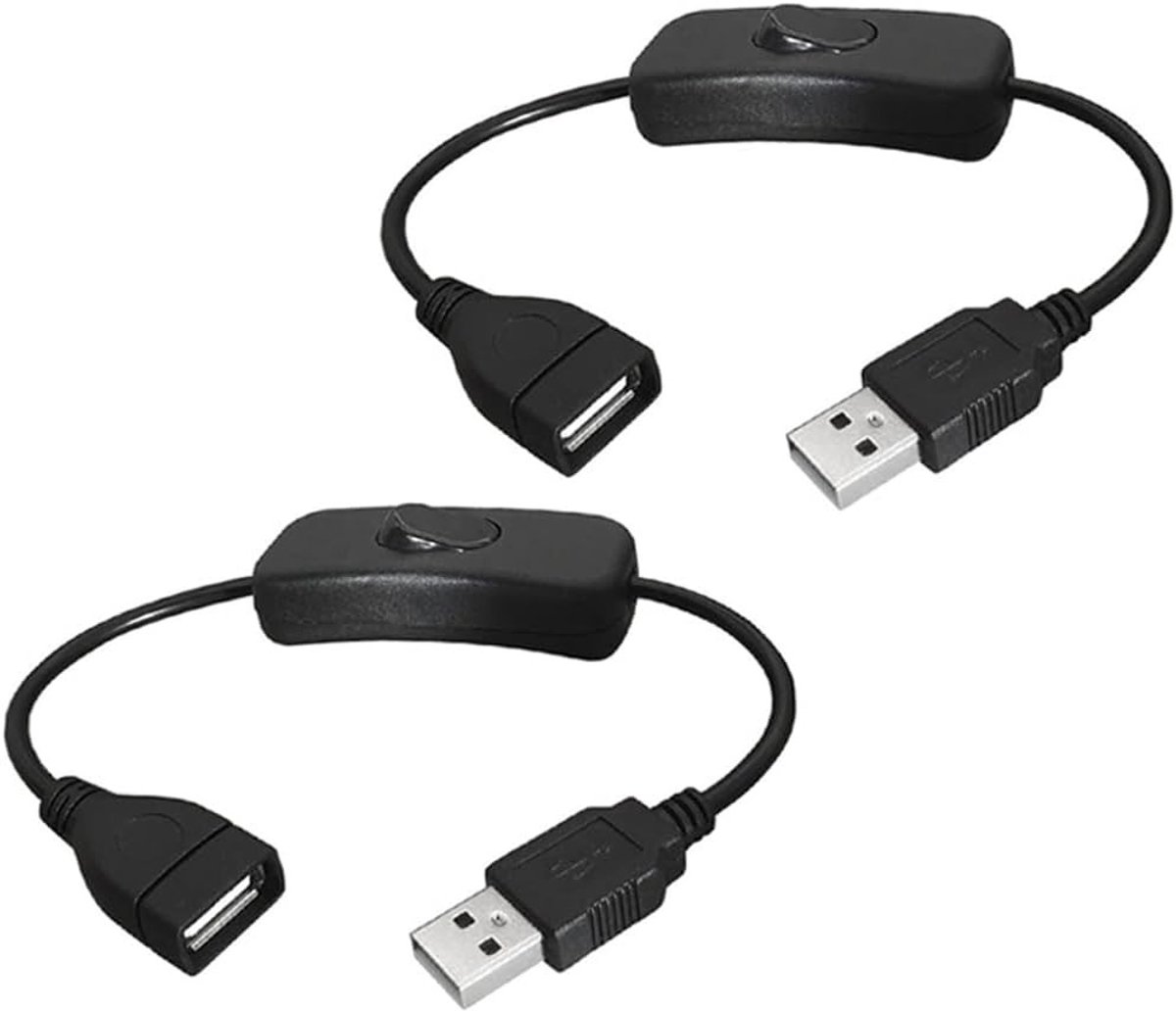 2 Stuks USB-kabel met aan/uit-schakelaar voor auto, bureauverlichting en LED-strips, ideaal voor USB-apparaten