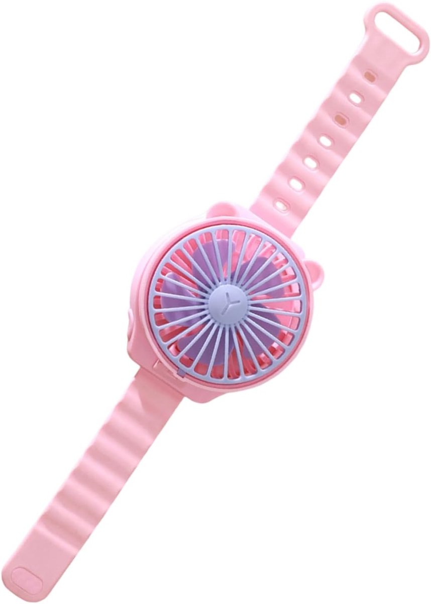 Persoonlijke ventilator met polsband - Werkt op batterijen - draagbaar - Draagbare ventilator voor kinderen (jongens en meisjes) - Voor binnen en buiten - Roze - 1 Stuk - Lichtgewicht - Stille - Draagbaar - Batterijen niet inbegrepen