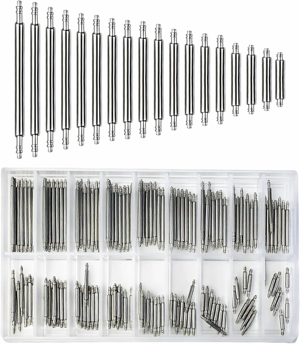 Complete Set van 144 Stuks Veerpen voor Horloges - RVS Horlogeband Reparatieset (8mm-25mm) met Extra Accessoires en Gereedschap