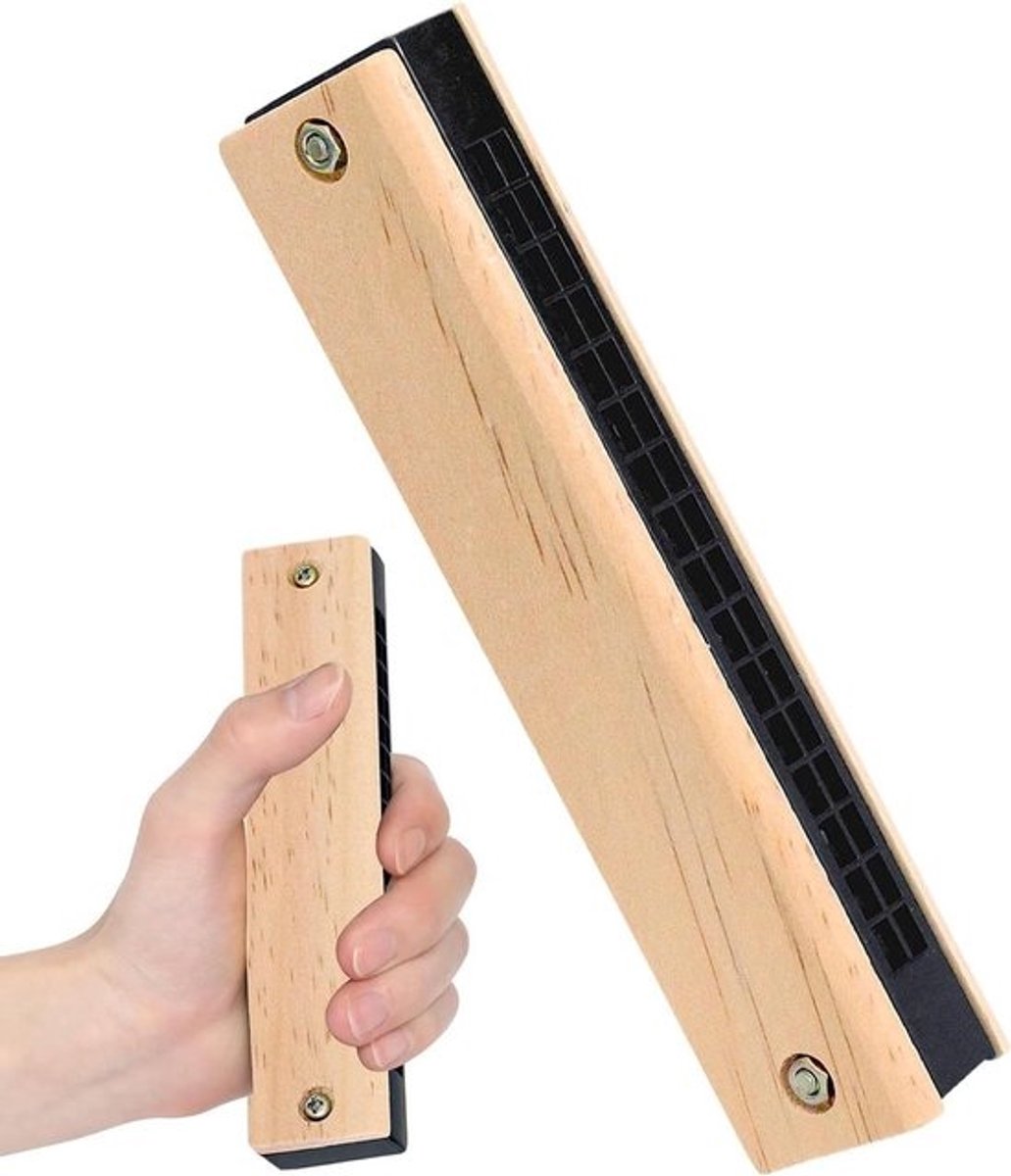Houten Mondharmonica - Muziekinstrument Kinderen - Muziek Ontdekken - 16 Dubbele Gaten - 13 cm - Houtkleur