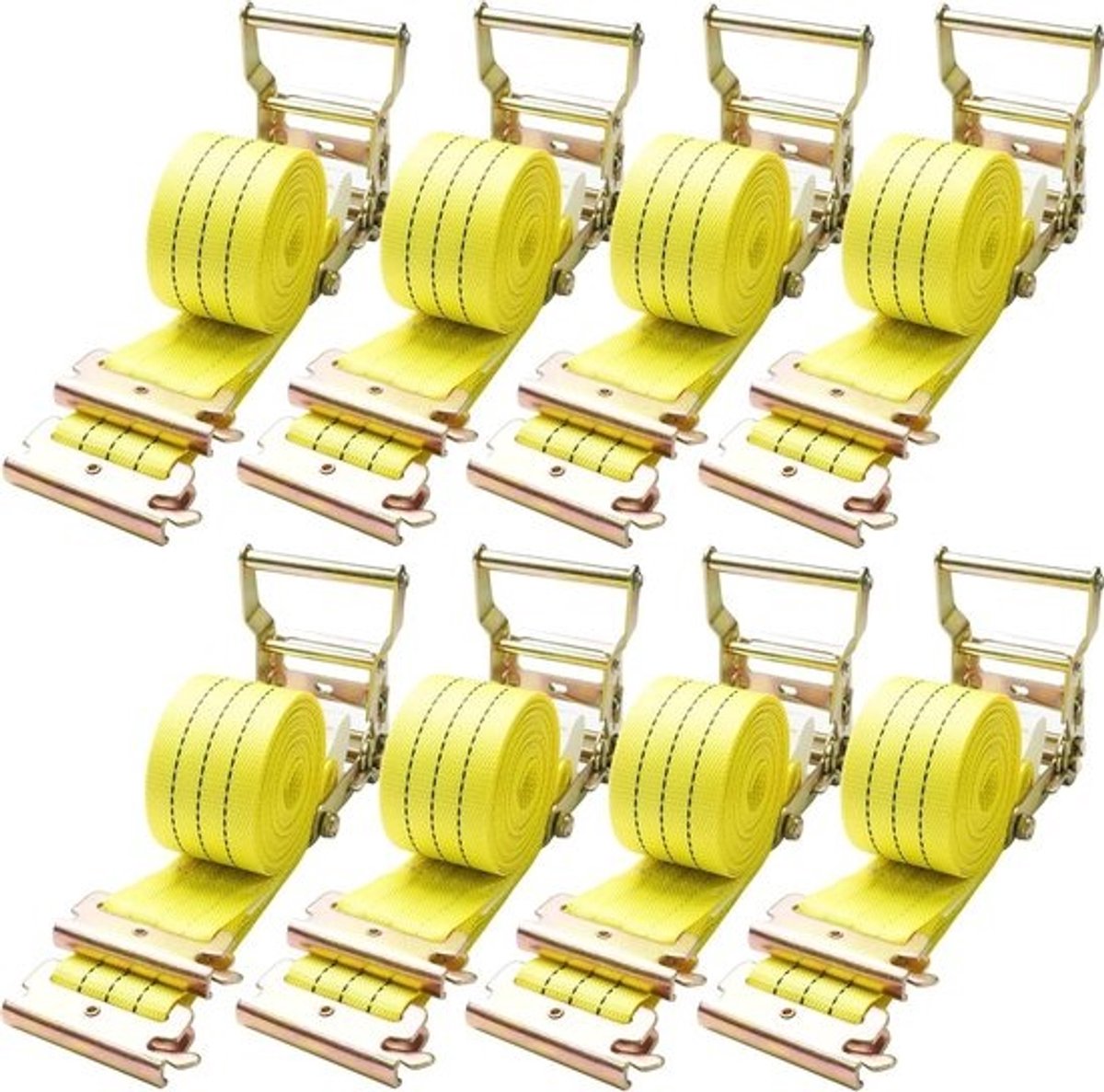 Ratelriemen - Spanbanden Vastzetbanden - Lading Zekeren - E-track Systeem - 2 inch x 15 voet - Geel