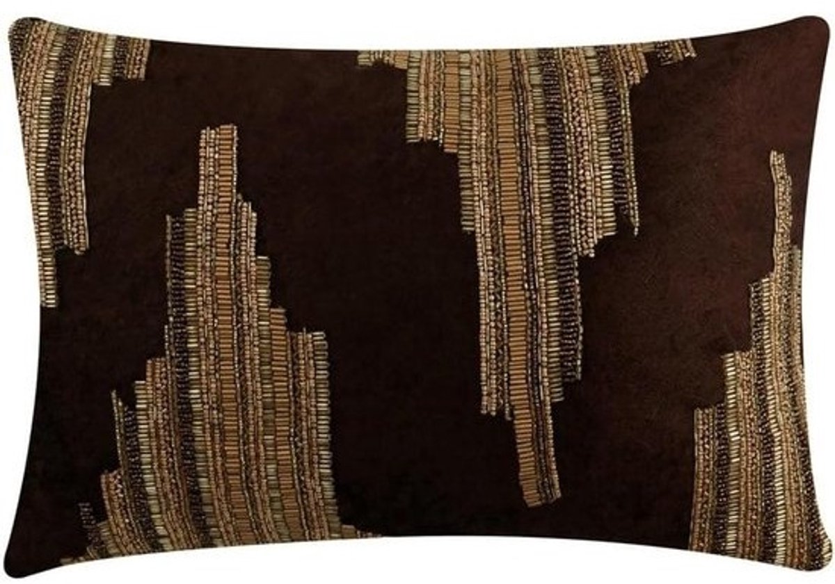 Decoratieve Kussens - Sierkussens Lendensteun - Woonkamer Decoratie - Handgemaakt Leren Chenille - 30x60 cm - Bruin