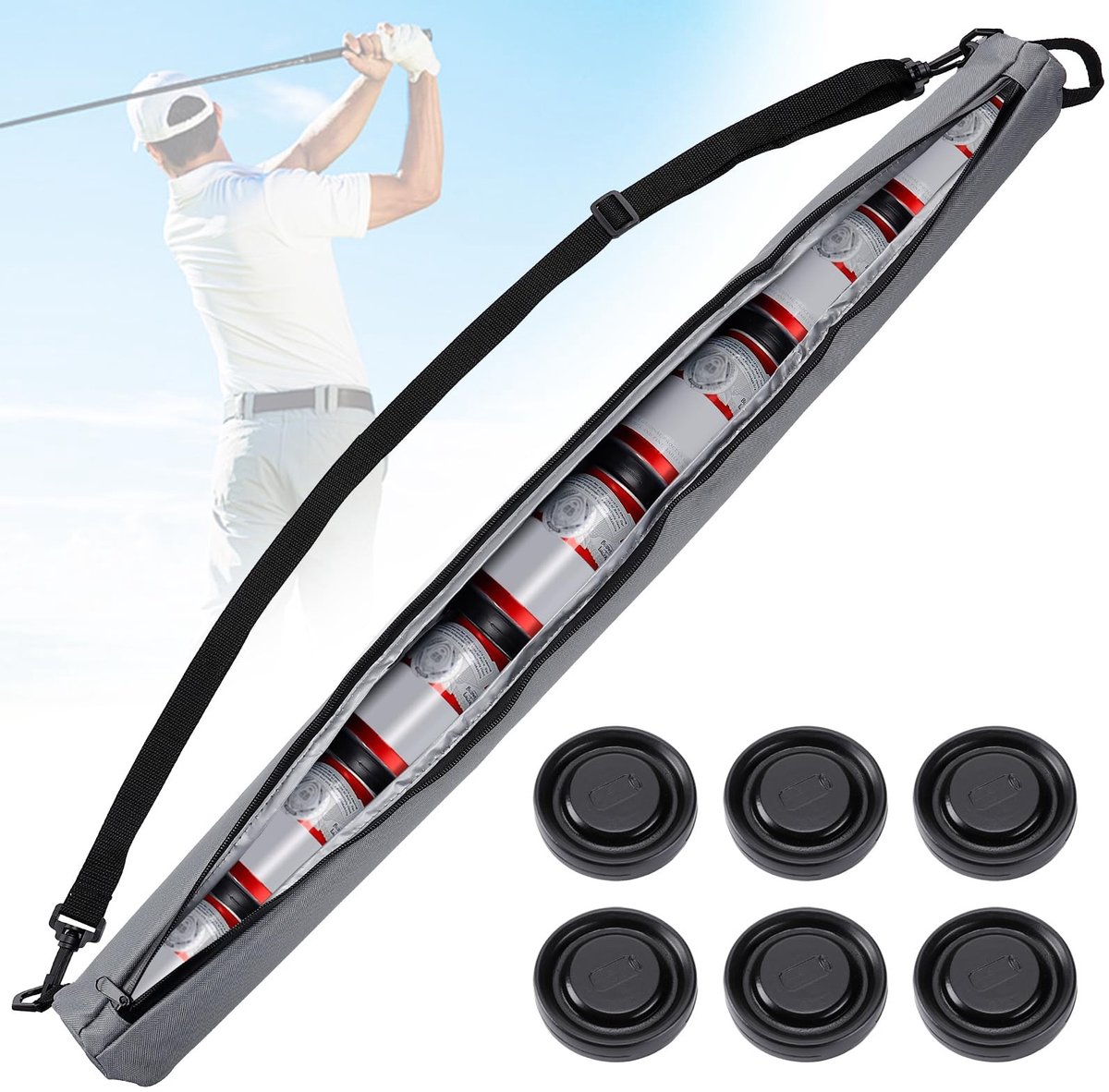 Golf Bier Cover met 6 IJsblokjes - Koeltas voor 7 Blikken