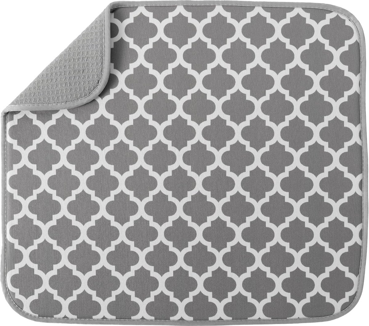 Absorberende Omkeerbare Microfiber Droogmat voor Keuken, 16 in x 45.5 cm, Wit, Sneldrogend en Vlekbestendig