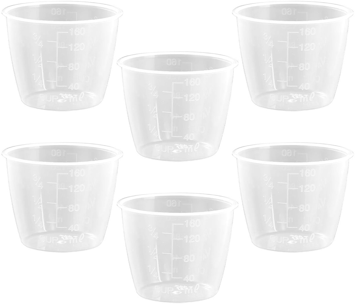 Rijstmaatbeker - 6 stuks - Transparant - 160 ml