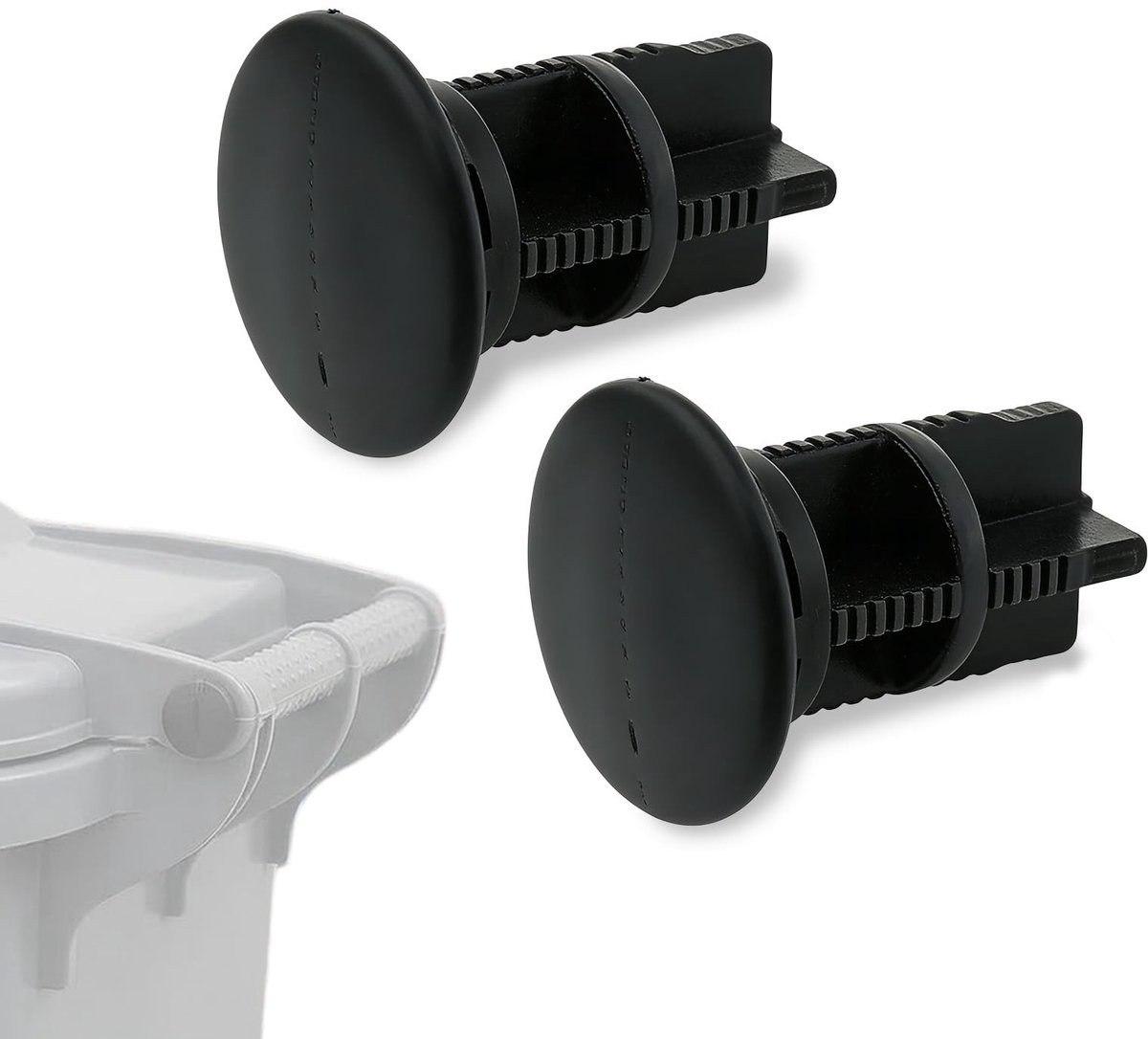 Scharnierdeksels voor afvalcontainer - Kunststof - 43 mm x 18 mm - Zwart - Set van 2
