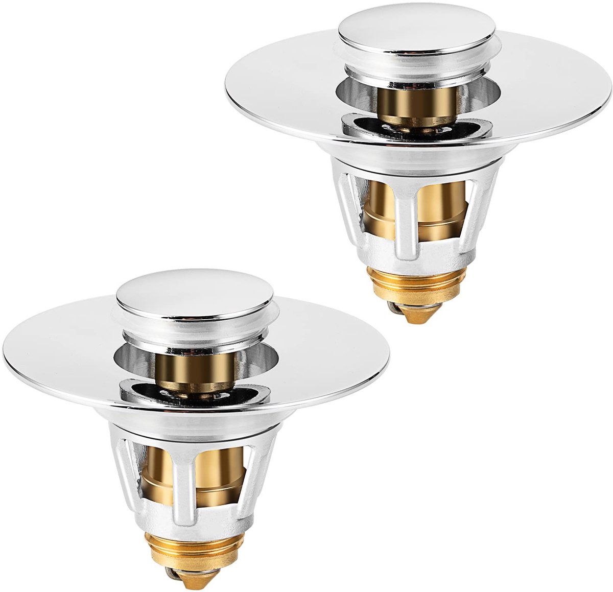Universele Afvoerstop Pop-Up - Strainer voor Wasbak - Chroom Zilver