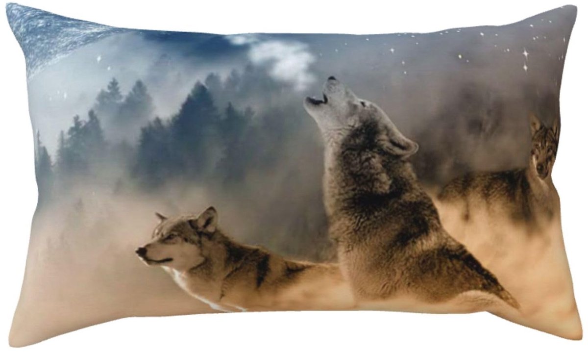 Kussensloop met wolfprint - 20 x 36 inch