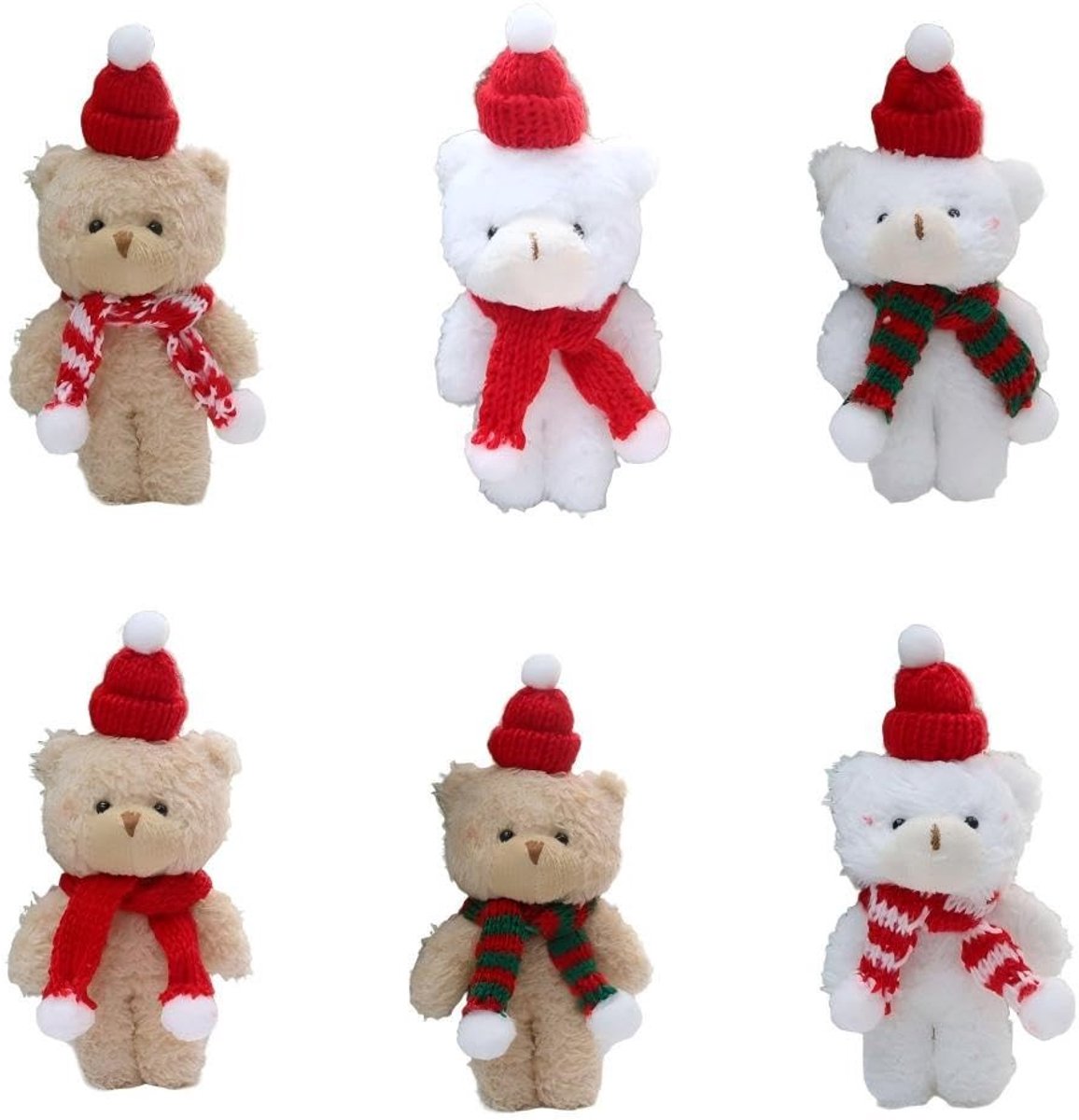 Kerst Pluche Beer Hanger - 6 Stuks