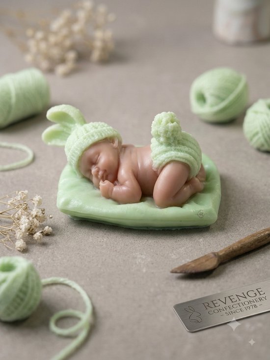 Decoratieve Baby Zeep Figuur - Groen - Uniek Handgemaakt Bedankje - Kraamvisite Gift — afbeelding 3