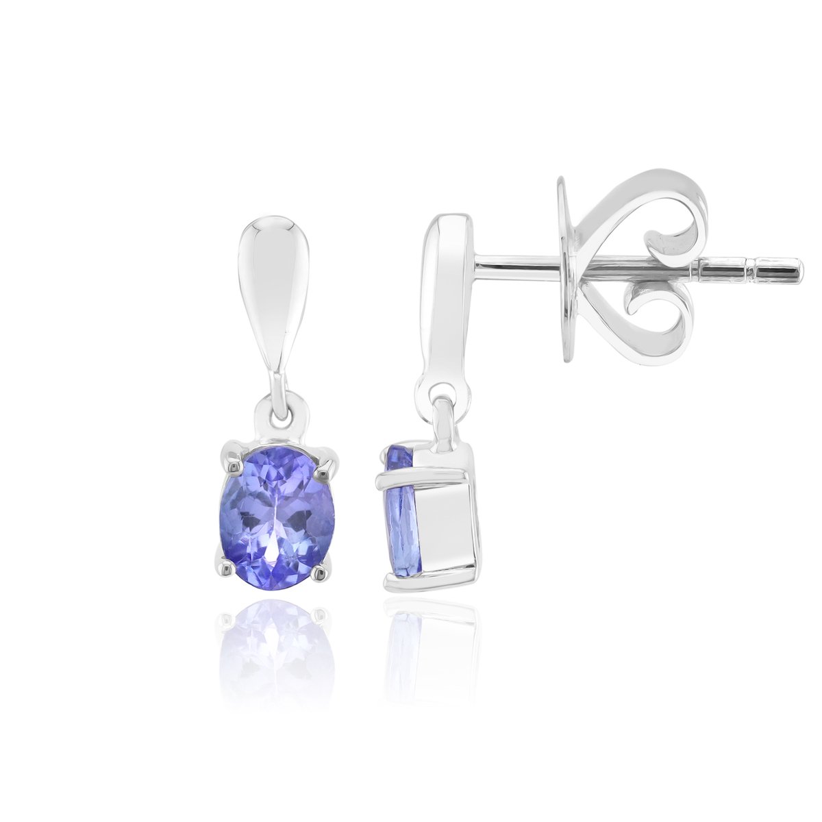 Cavill - Zilveren Oorbellen - 925 Sterling Zilver met 0,68 ct Ovale Tanzaniet - Paarse Edelstenen - Elegante, Nikkelvrije, Lichte Oorbellen 14 mm