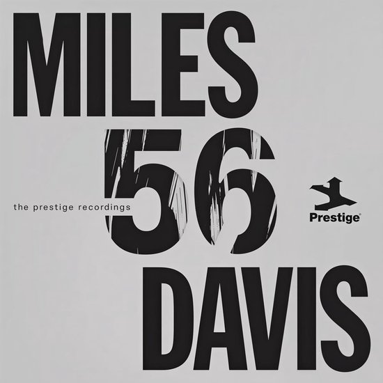 Miles Davis - Miles '56, The Prestige Recordings. Zwart op grijs.