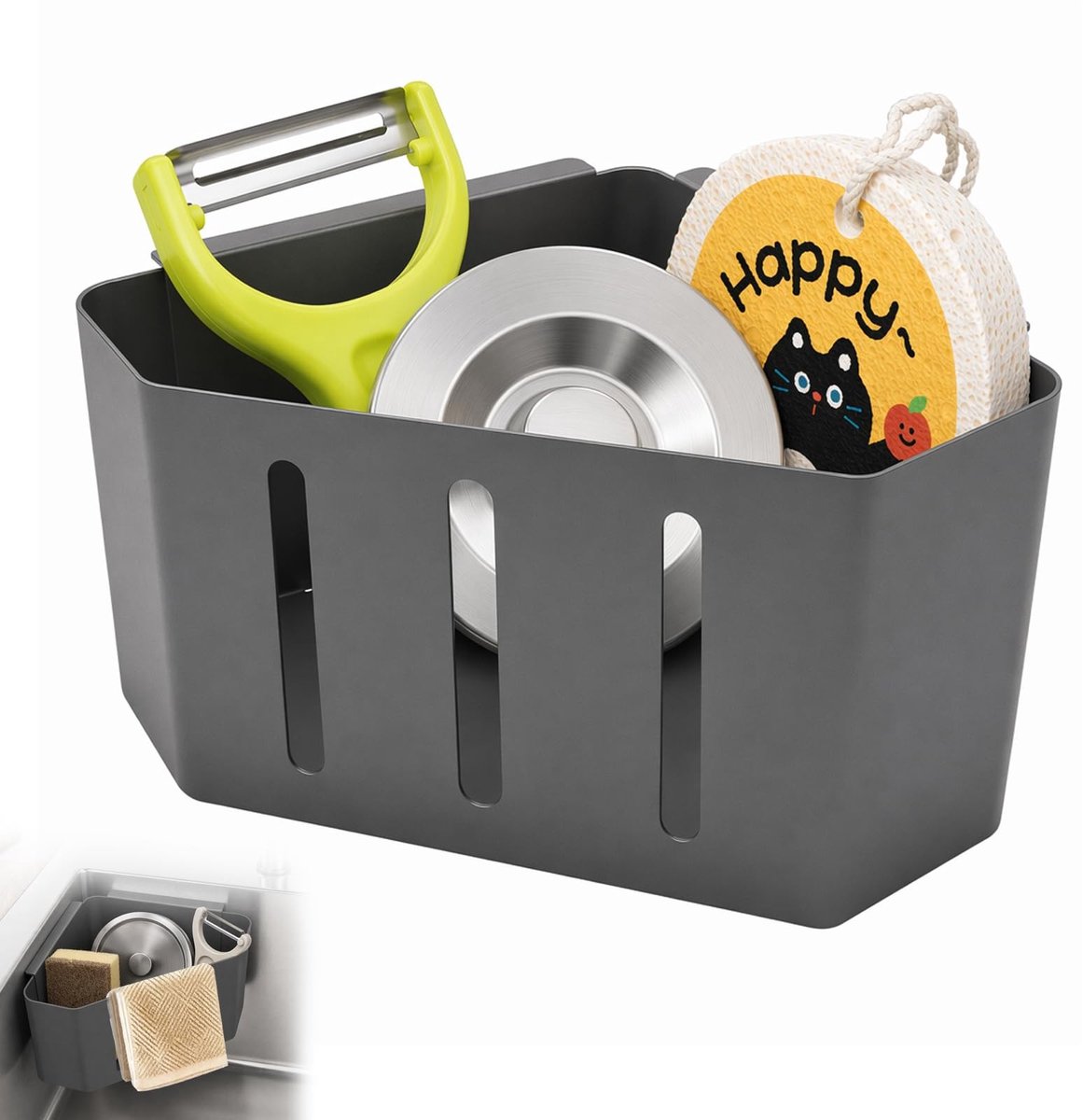 Keukengootsteenorganizer met Zuignap - Roestvrij Staal