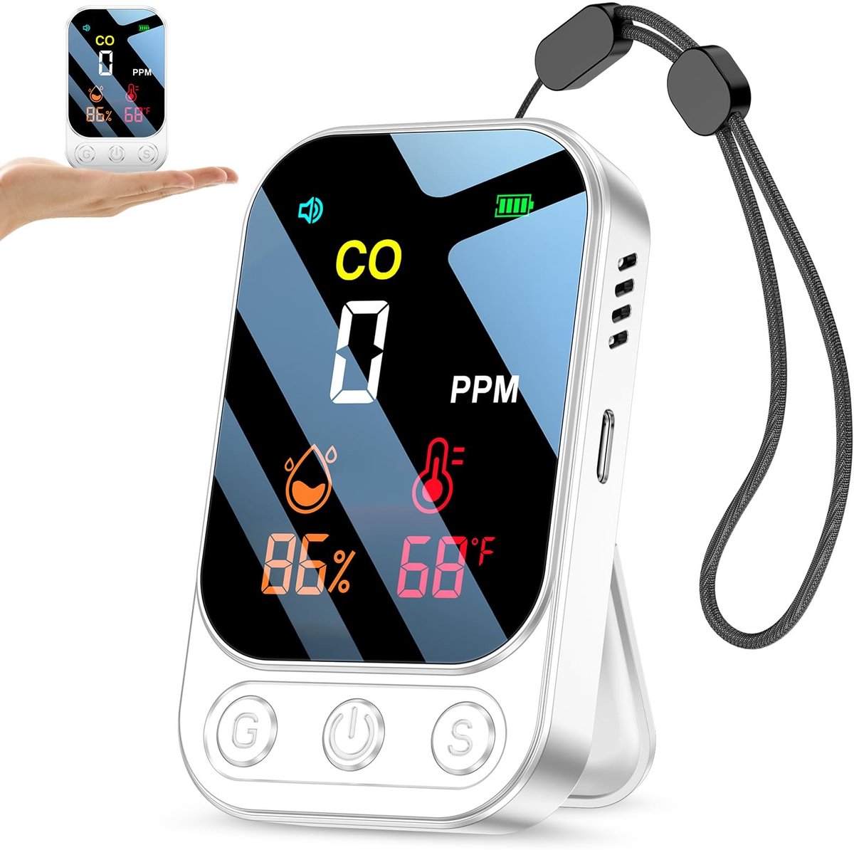 Solidchoice - Draagbare 3-in-1 Koolmonoxidedetector voor Thuis en Reizen
