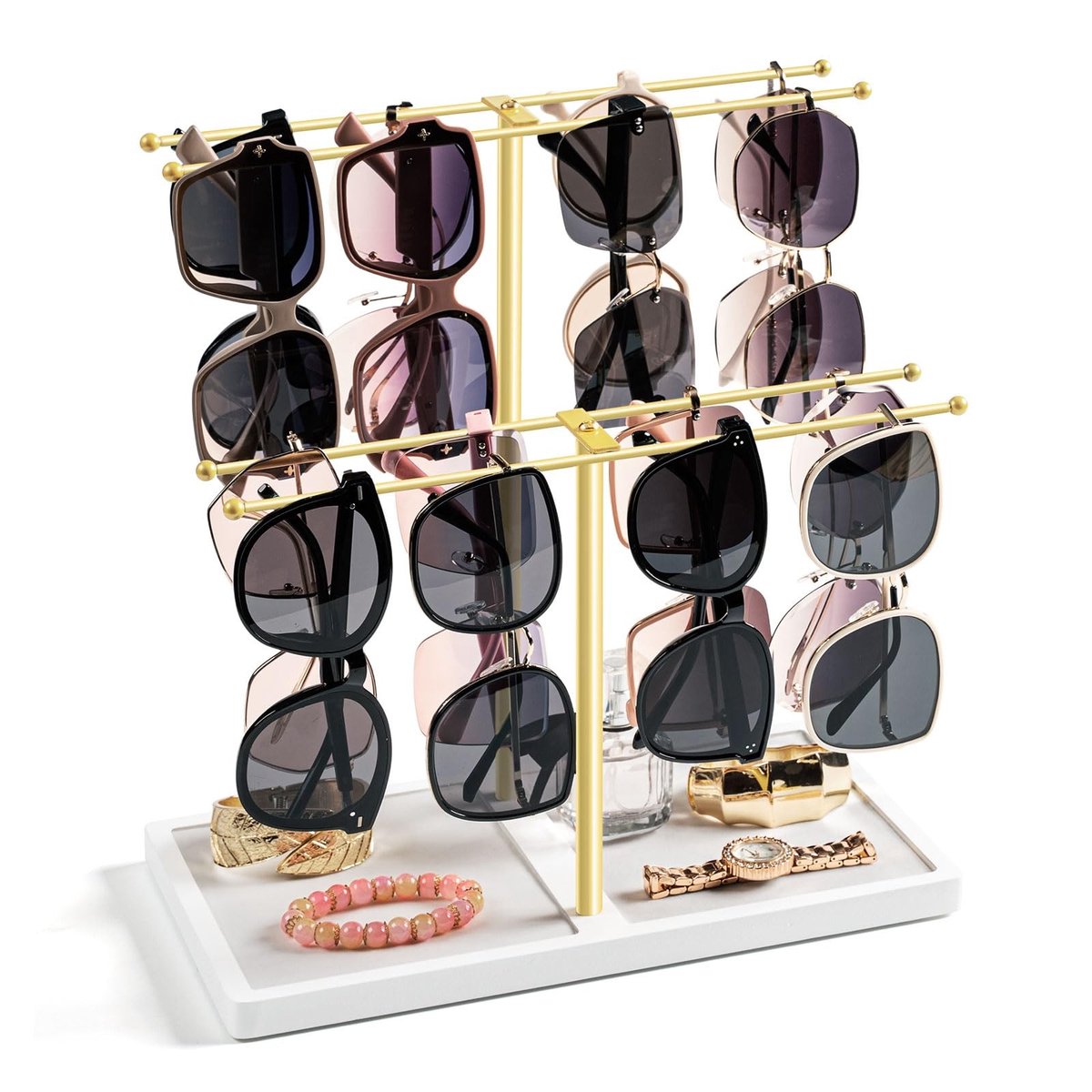 Solidchoice - Grote Organisator voor Zonnebrillen met Houten Basis