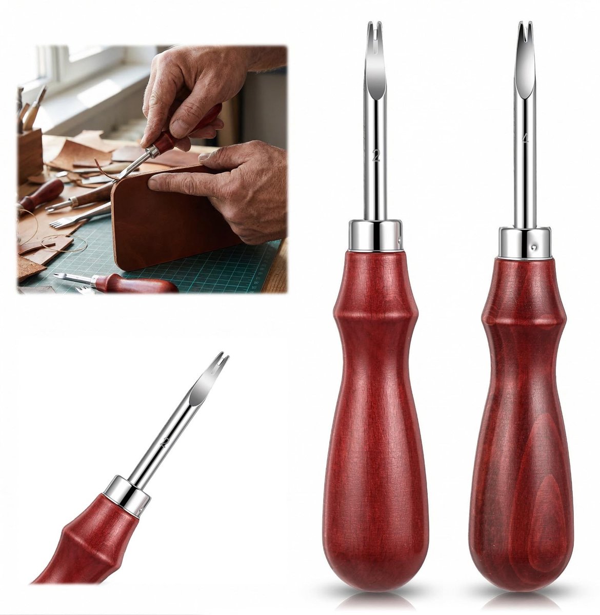 Solidchoice - Set van 2 Leerafwerkingsbevels voor Knutselen
