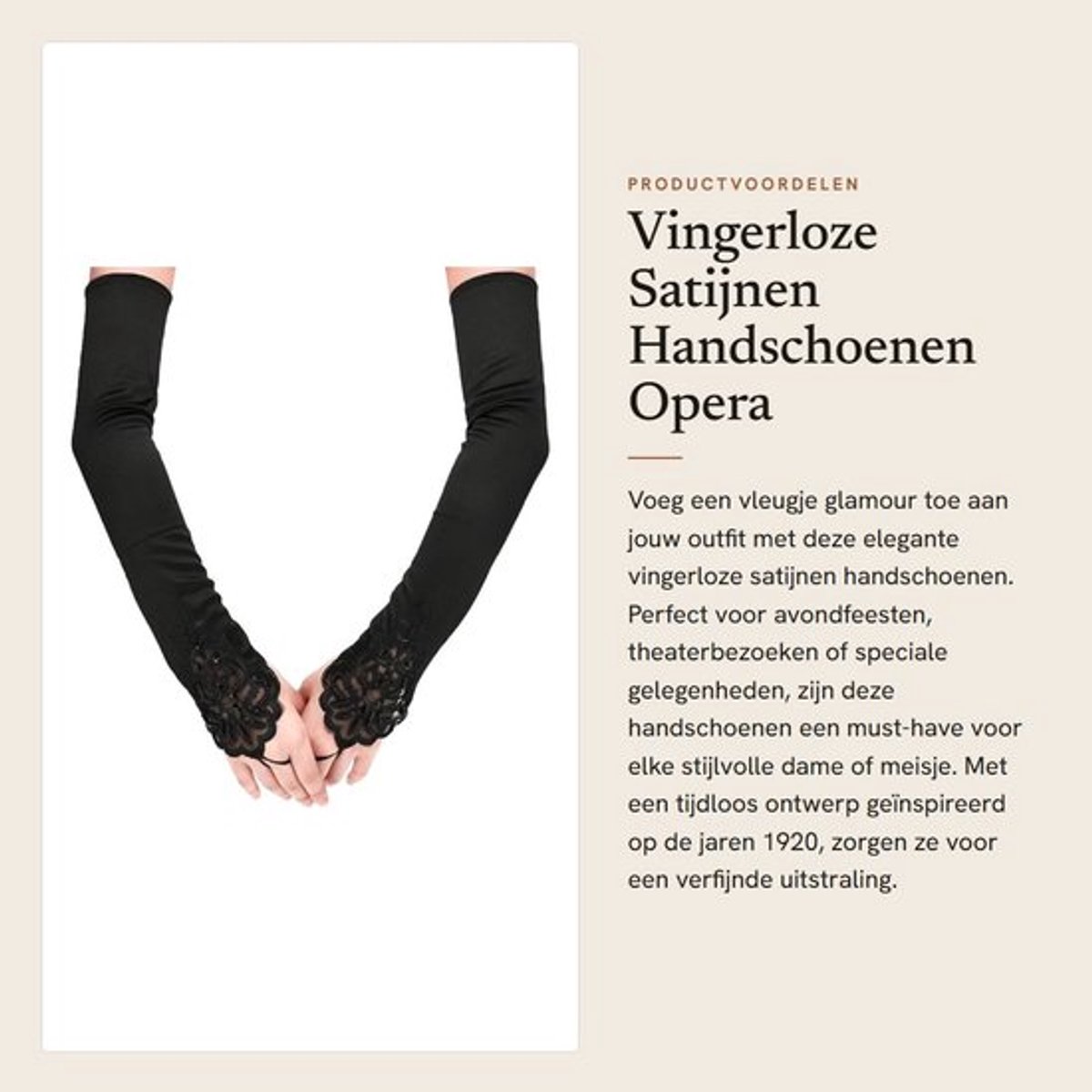 Handschoenen Dames - Vingerloze Handschoenen - Satijnen Handschoenen - Rekbare Handschoenen - Lange Handschoenen - Opera Handschoenen