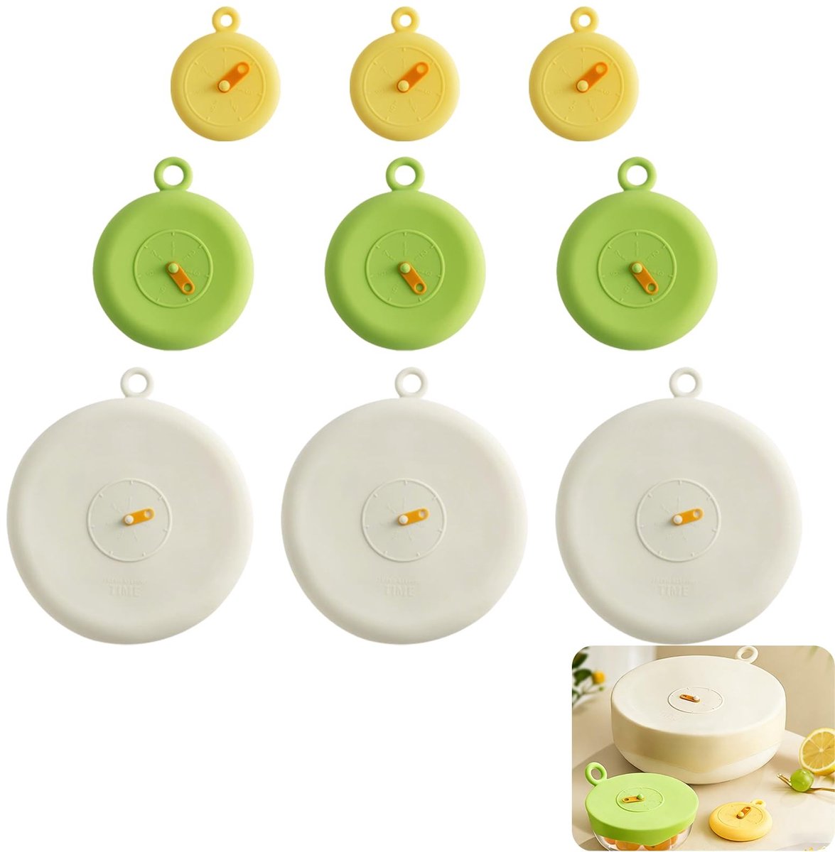 Solidchoice - Set van 9 Food-safe Siliconen Deksels, Universeel en Rekbaar