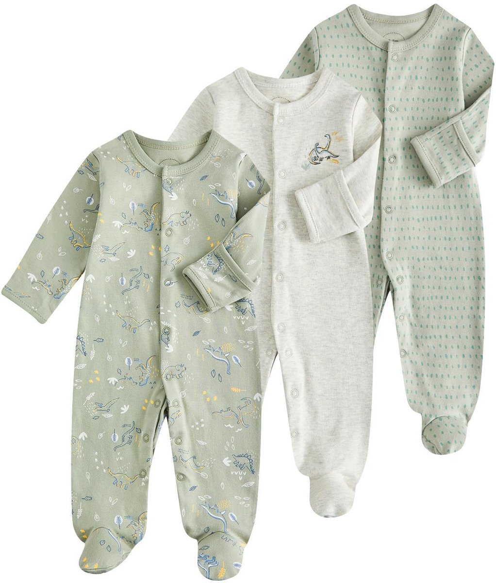 Solidchoice - Set van 3 Baby Rompers van Katoen voor Nieuwborns