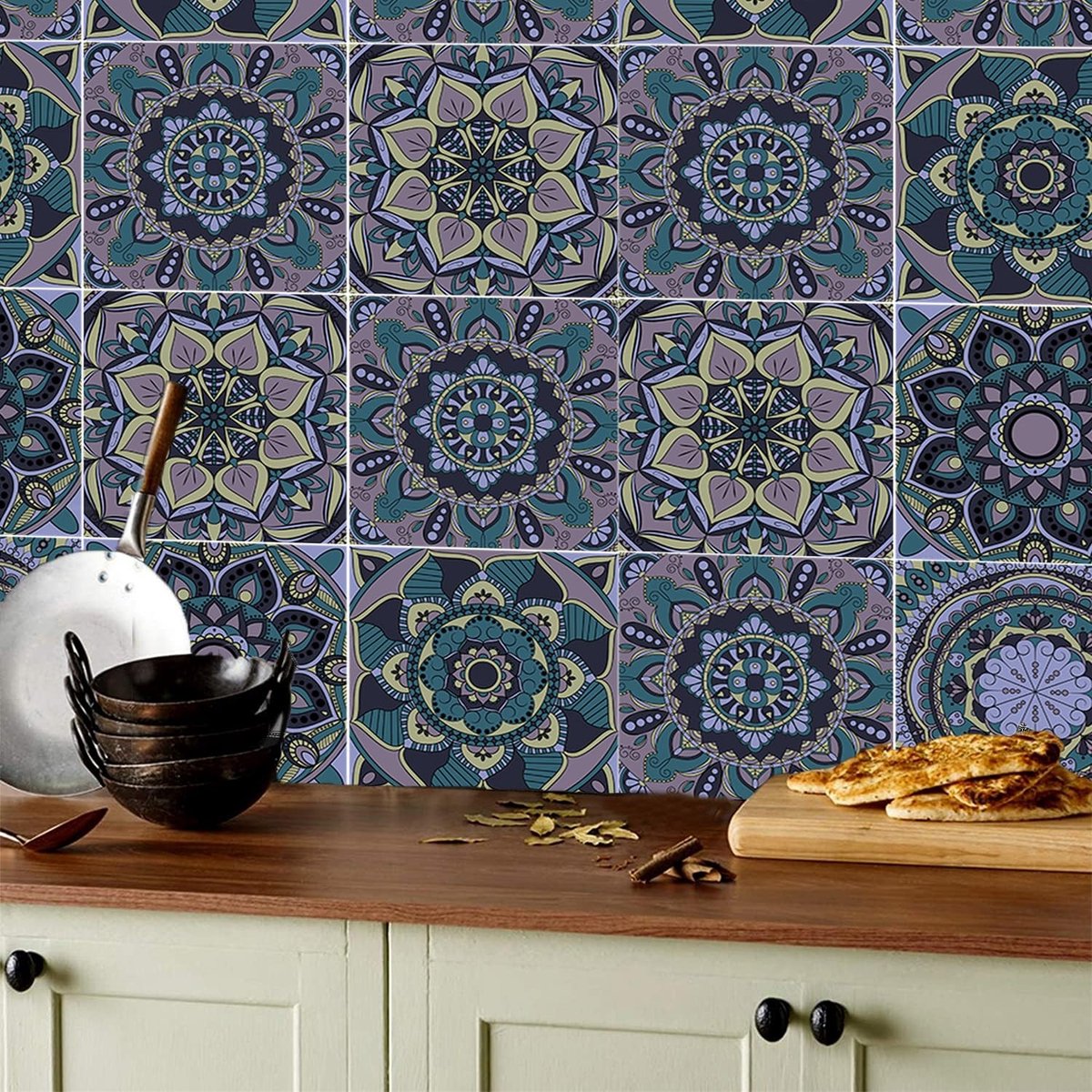 Solidchoice - Set van 18 Vintage Keuken Tegelstickers