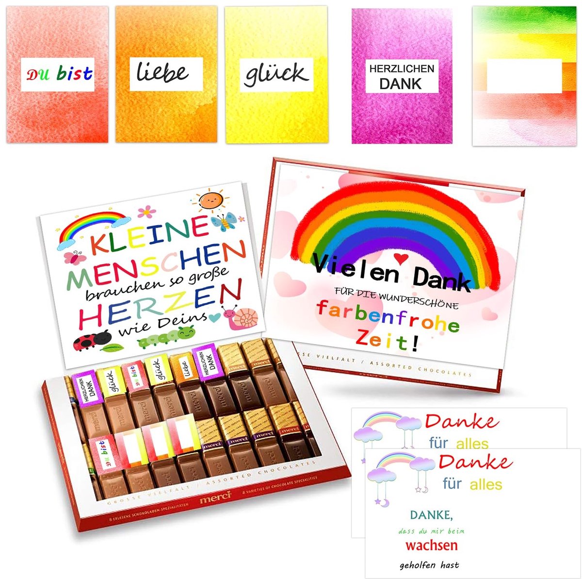 Solidchoice - Set van 2 Wenskaarten met Chocolade Stickers
