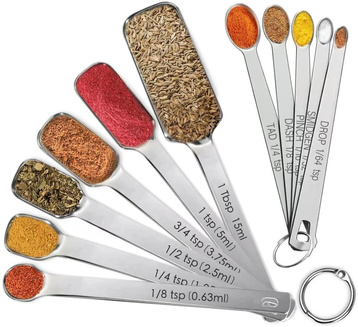 Solidchoice - Set van 11 RVS Maatlepels voor Nauwkeurige Koken en Bakken