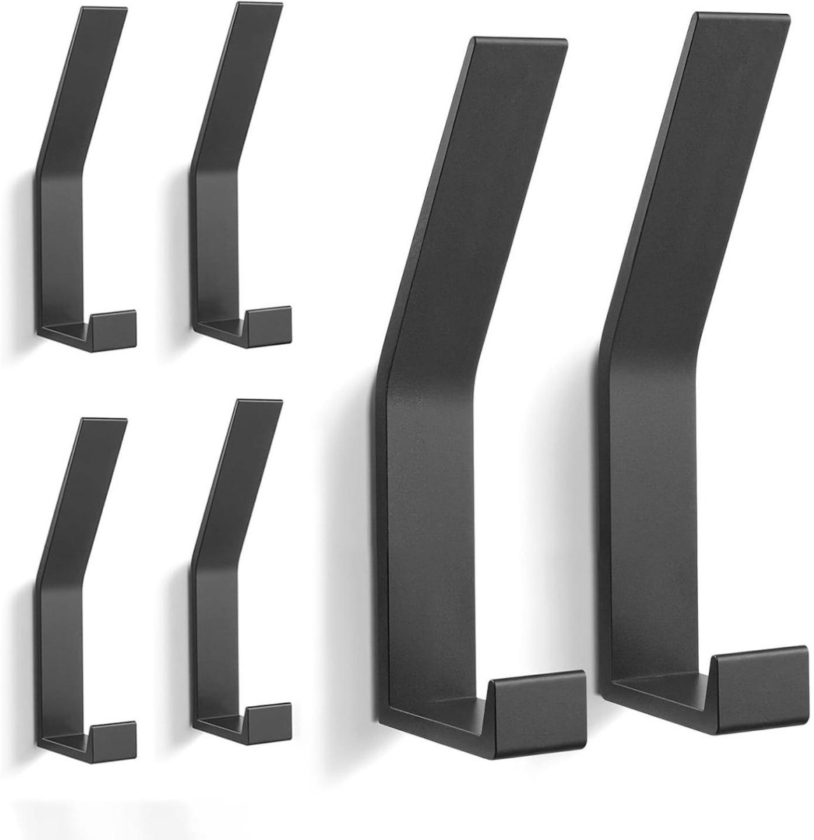 SSTRWGOOD 6 Stuks Kleerhaken - Wandhaken met Schroefmontage - Dubbele Haak en Schuine Hoek - Waterdicht en Roestvrij - Geschikt voor Jassen, Sjaals, Handdoeken en Tassen - Aluminium - 12x4x1.8cm