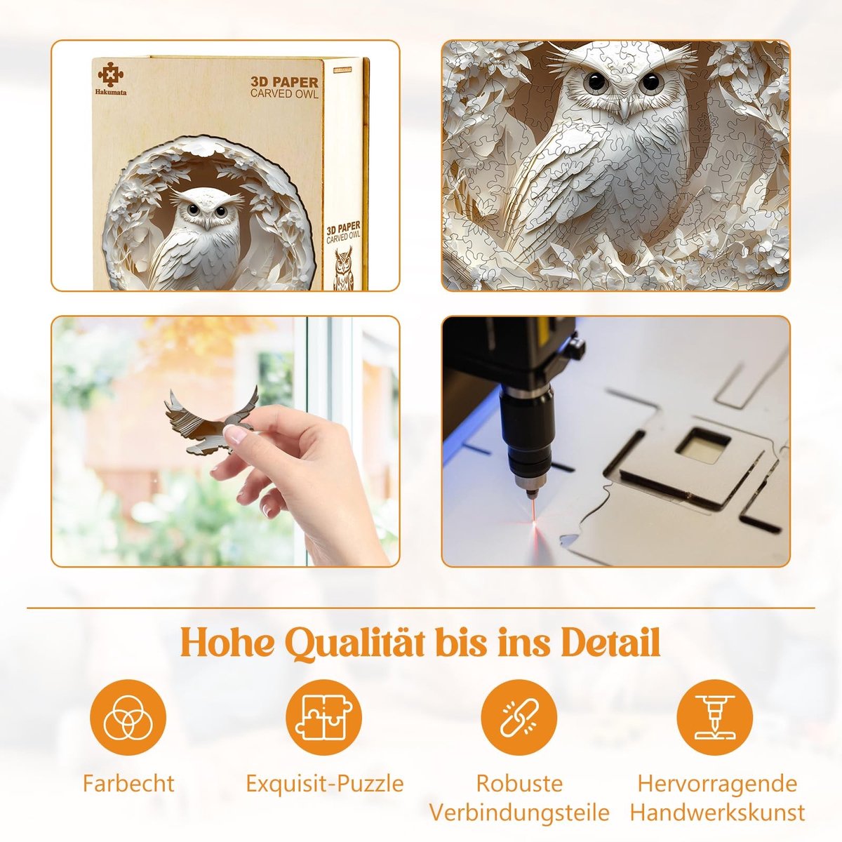 Solidchoice - 3D Houten Puzzel Uil voor Volwassenen en Kinderen, 290 Stukjes