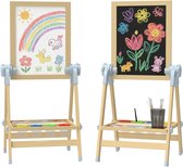 Aiyaplay kinder schildersezel dubbelzijdig in hoogte verstelbaar - Kindertekenbord - Krijtbord - Whiteboard - Naturel