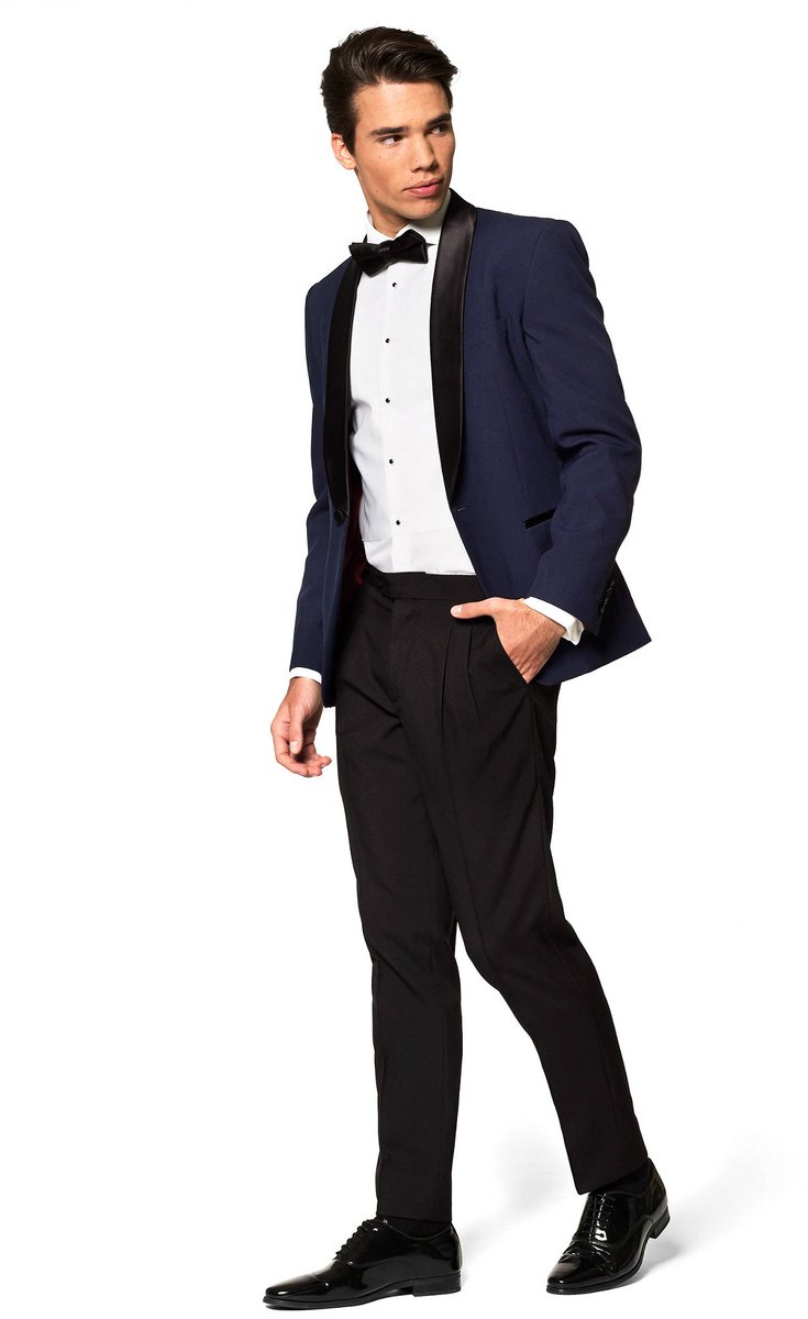OppoSuits Midnight Blue - Heren Tuxedo Smoking met Vlinderdas - Chique - Blauw - Maat EU 62