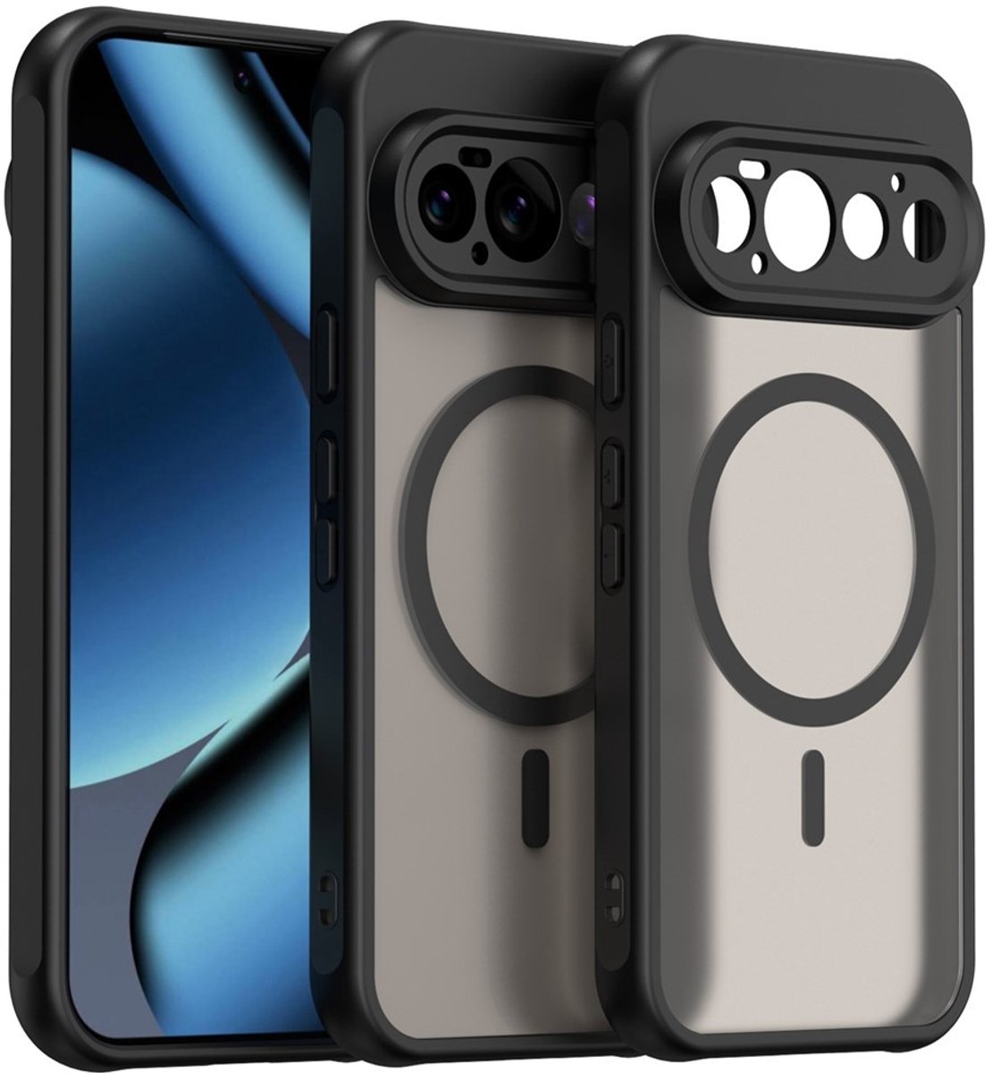 Coverup Hoesje - Geschikt voor Google Pixel 11 Pro Hoesje - Coverup Mat Transparante Back Cover met Camera Cover - MagSafe Compatible - Zwart