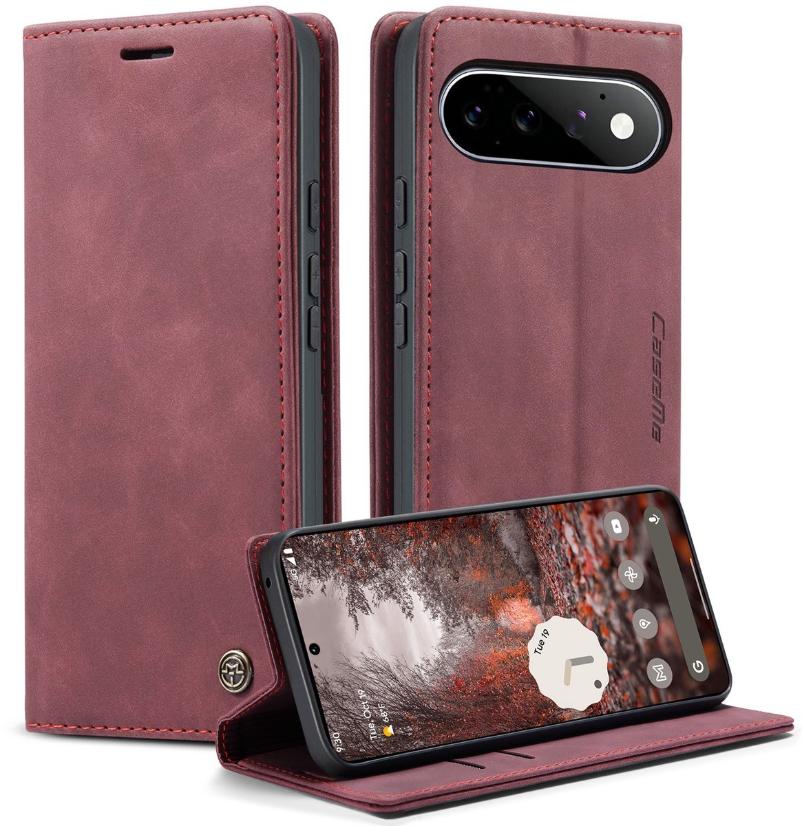CaseMe Hoesje - Geschikt voor Google Pixel 11 / 11 Pro Hoesje - CaseMe 013 Book Case - Bordeaux