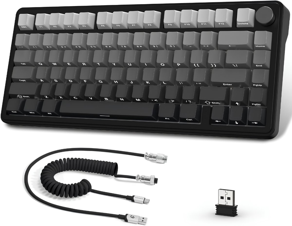 VALI® Gaming Toetsenbord - Toetsenbord Gaming - Draadloos Gamingtoetsenbord Met Knop - Zwart - 19cm x 5cm x 36cm