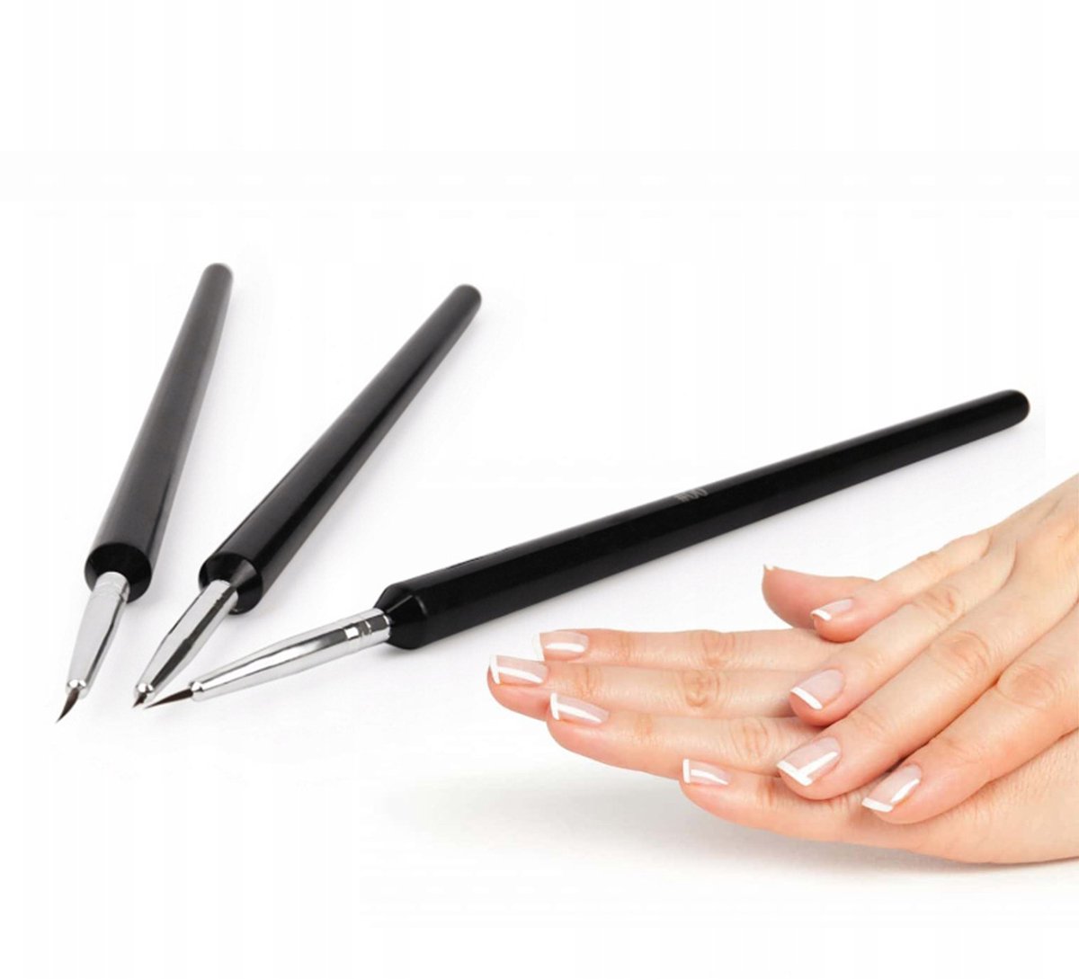 Rosfix Nagelkunst Penseel Set 3 Stuks - Precisie Hygienisch - 9,6 cm Hoog, 0,2 cm Dik