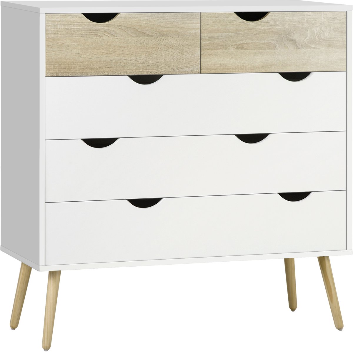HOMCOM Ladekast Spaanplaat - 99x39x101cm - Wit, Eiken