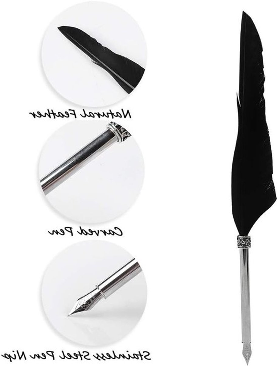 Retro vulpen set met inktfles en klassiek leren notitieboek - Perfect als cadeau voor Valentijnsdag, schrijfliefhebbers en vintage fans