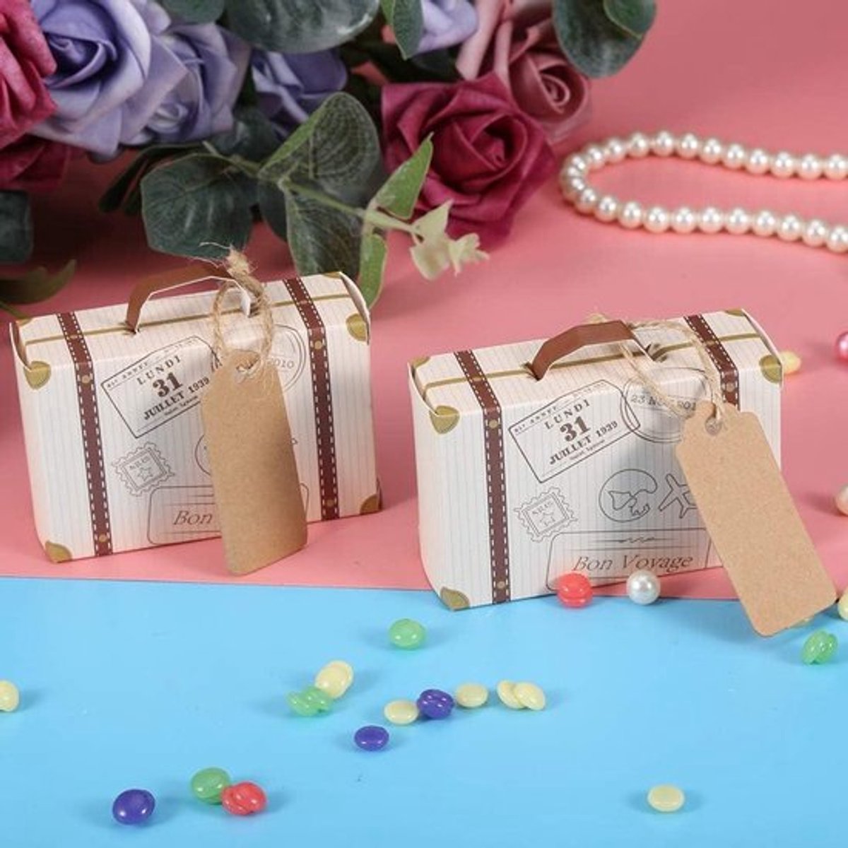 Snoepdoos mini-koffer voor verjaardag bruiloft feest 50 stuks/set