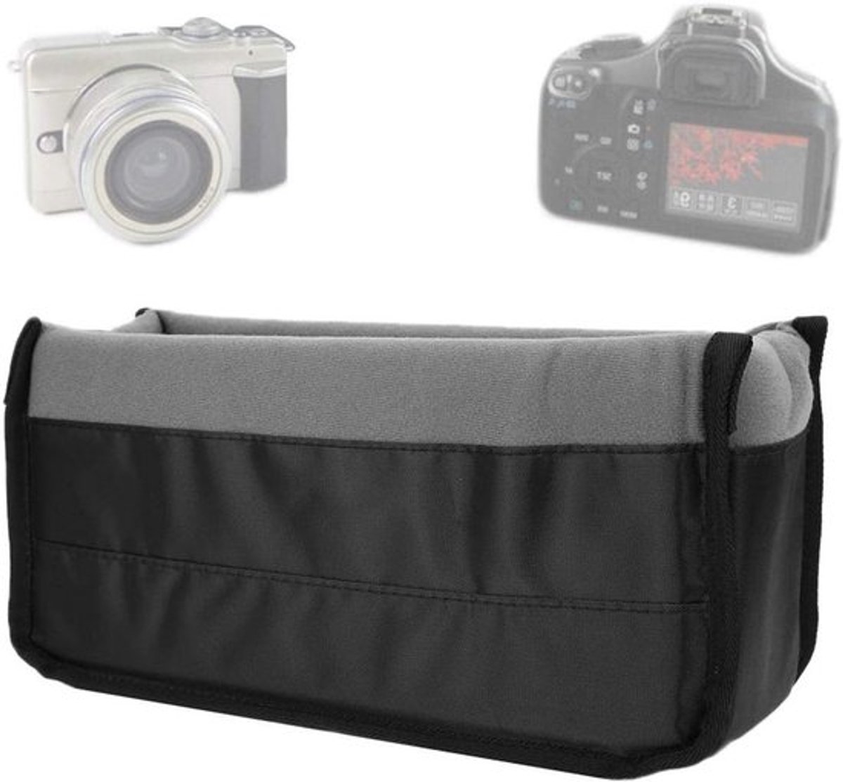 Verstelbare opbergtas voor DSLR-camera met zachte verdelers, schokbestendig en waterdicht, geschikt voor camera en lenzen (Grijs)