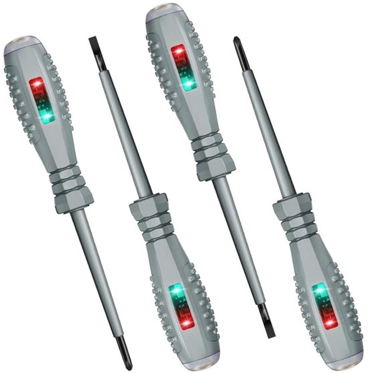 Elektrisch testgereedschap - 4-delig, elektrische meetpen met dubbel licht spanningstester en schroevendraaier, 2-in-1 spanningstester-schroevendraaierset voor het herkennen van AC/DC-circuits