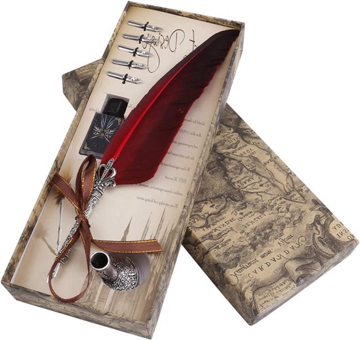 Antieke Veer Diptpen Set met Inkt en Stationery Geschenken voor Kerst en Schrijven