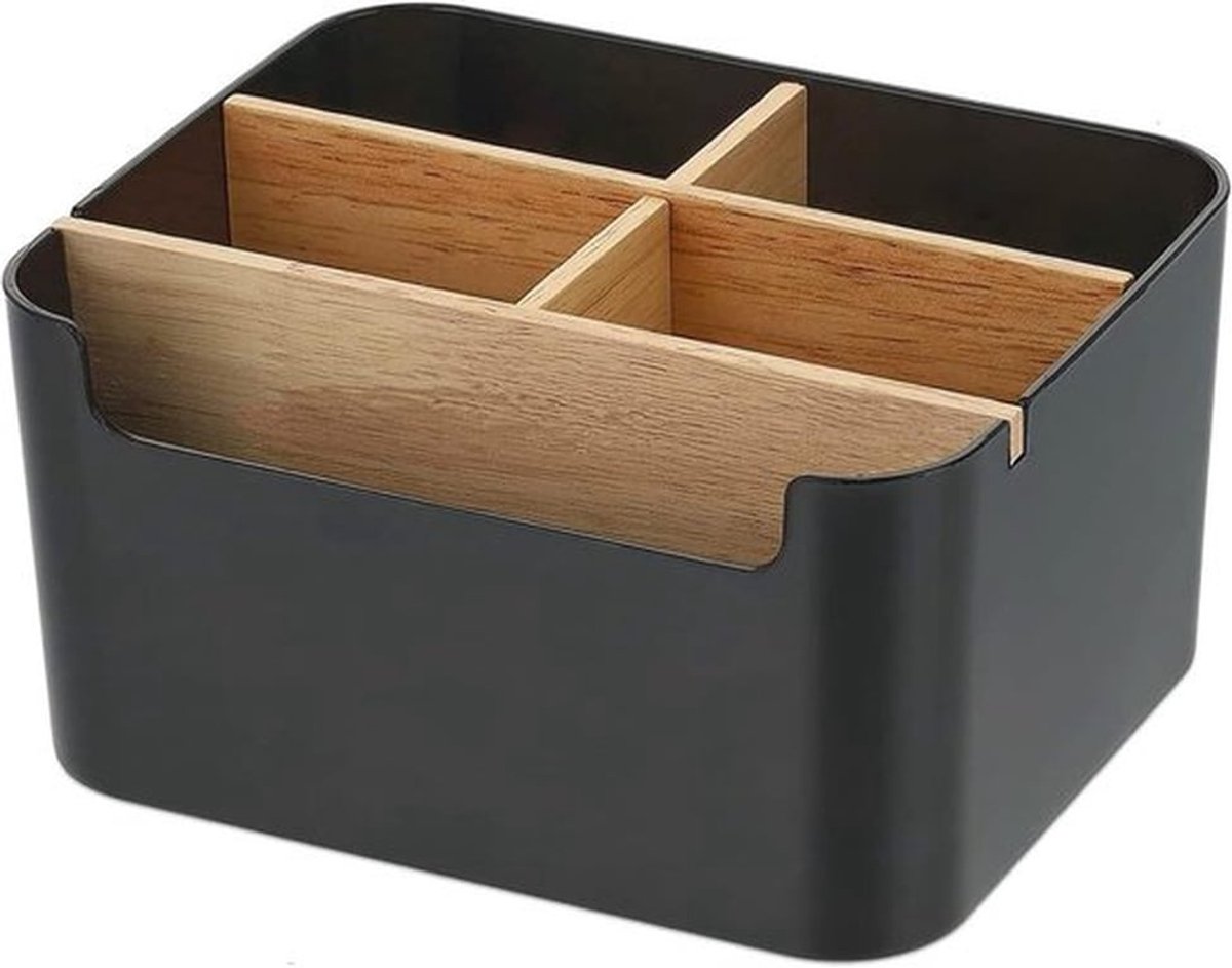 Bamboe Desk Organizer met 5 Compartimenten, Ideaal voor Pennen, Kantoorbenodigdheden en Cosmeticaopslag