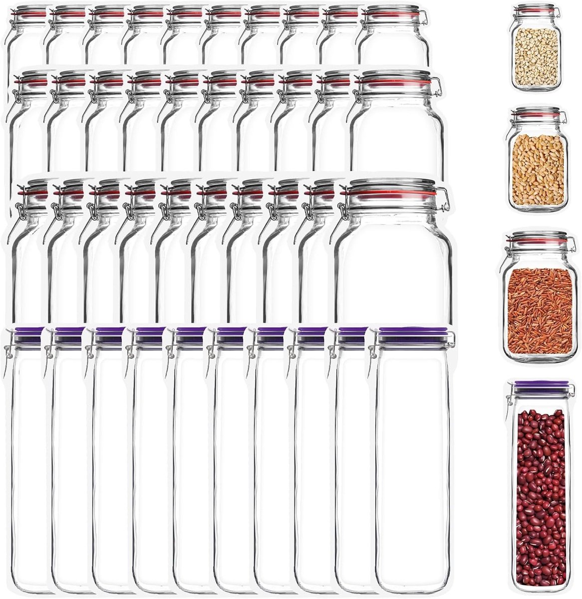 Opbergzakken voor levensmiddelen - Transparant - 31.8 cm - Herbruikbare Voedselzakken met Ritssluiting - Voor Keuken en Reizen