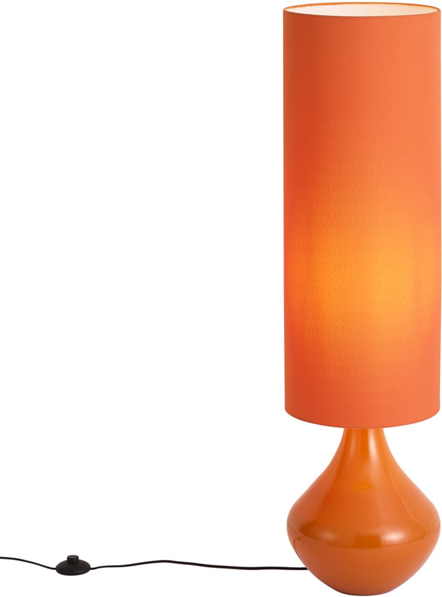 Qazqa retro vloerlamp - Mina - oranje, max. 15W, geschikt voor led, 112cm, ideaal als woonkamer lamp