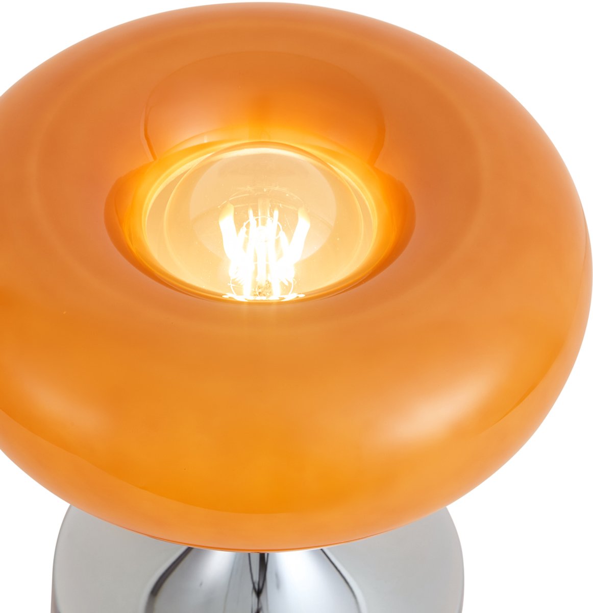 Qazqa retro tafellamp met glas - Glaze - oranje, rond, max. 15W, geschikt voor led, 31cm, ideaal als slaapkamer en woonkamer lamp