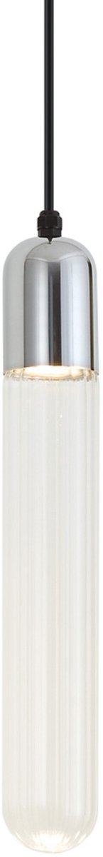 Qazqa art deco hanglamp - Walcott - chroom, rond, 10cm, ideaal als buitenverlichting en woonkamer lamp