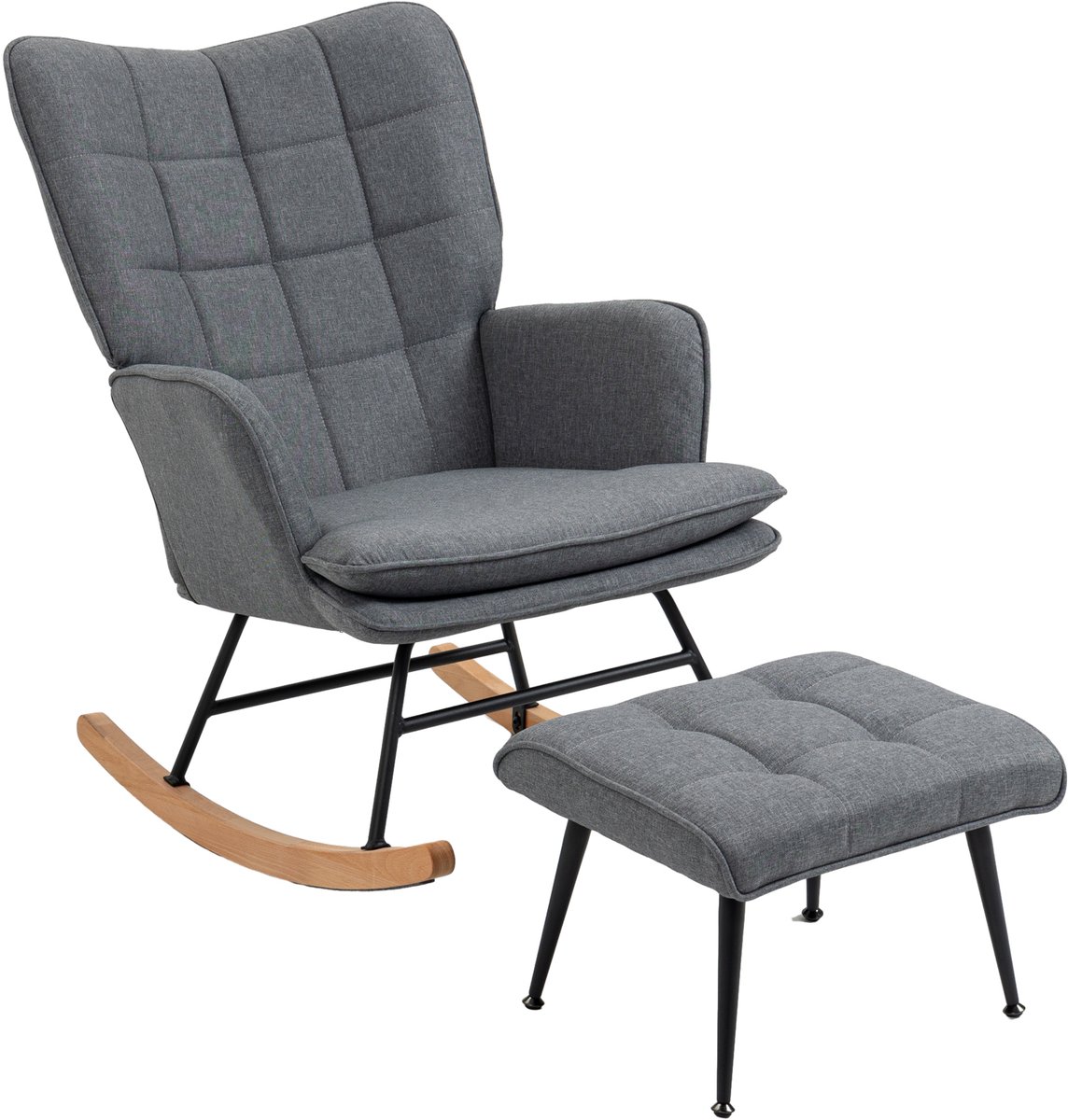 HOMCOM schommelstoelset - stof met linnenlook (100% polyester) - 89x64x90cm - grijs