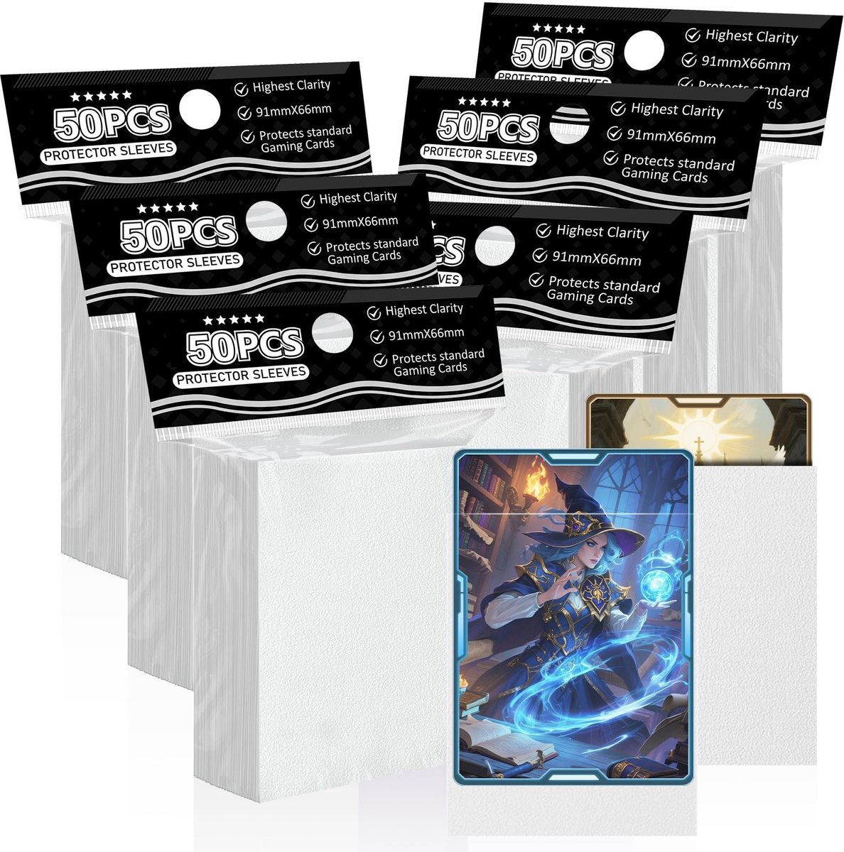 Solidchoice - 300 Stuks Witte Kaartbeschermers voor Trading Cards