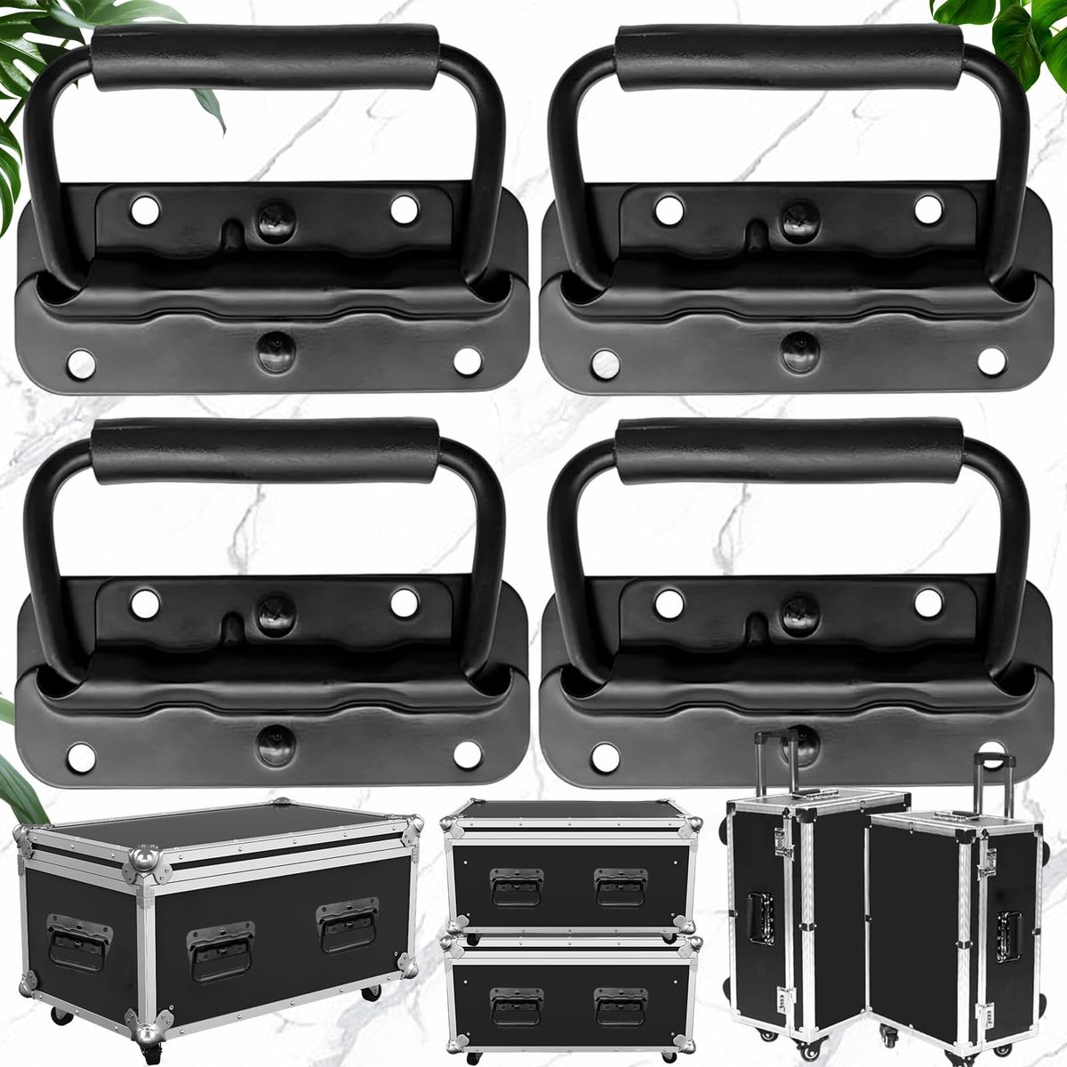Solidchoice - Set van 4 Vouwbare Handgrepen voor Gereedschapsdozen, Zwart